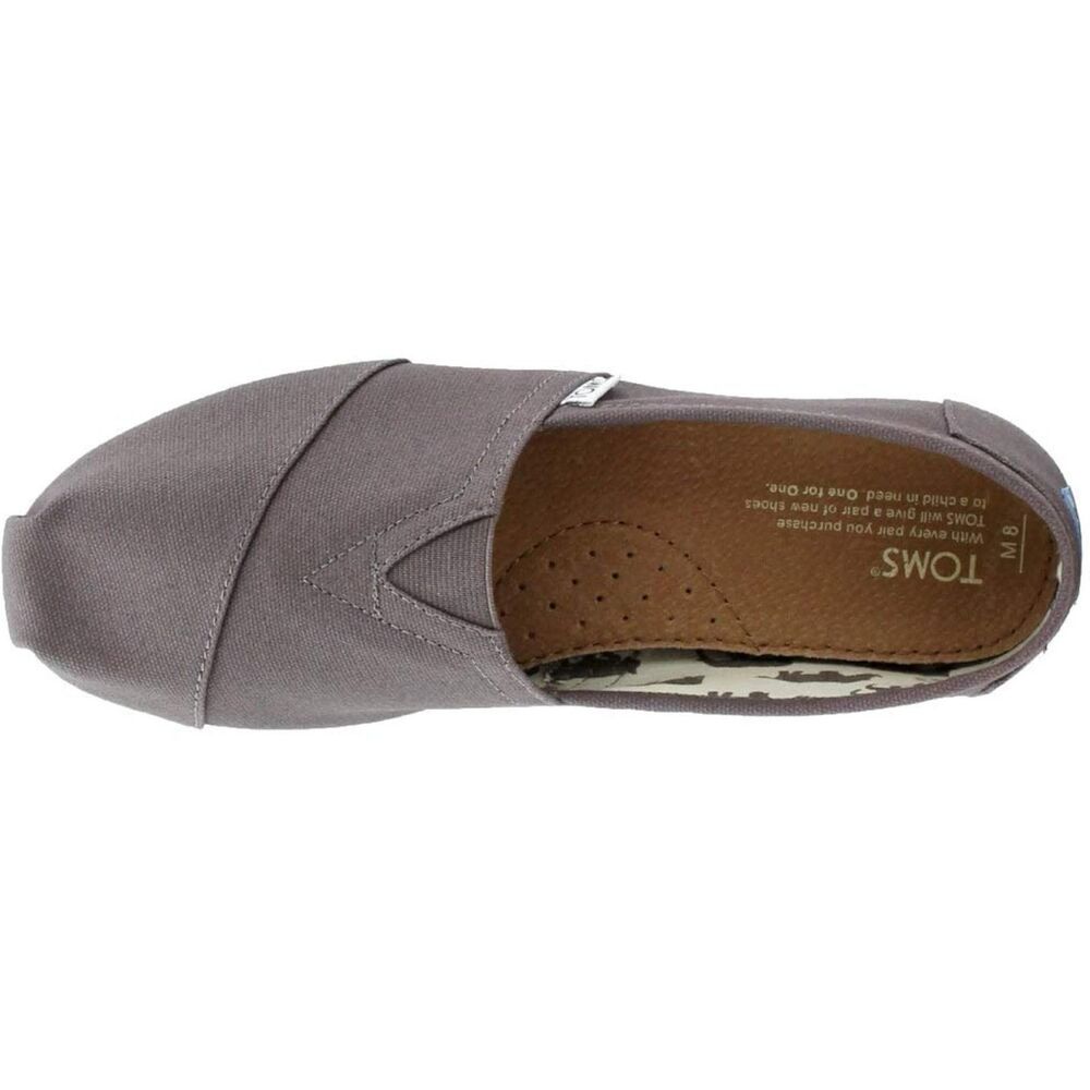 TOMS Classic Gray Alpargata Heritage Canvas Slip Ons, size 9.5